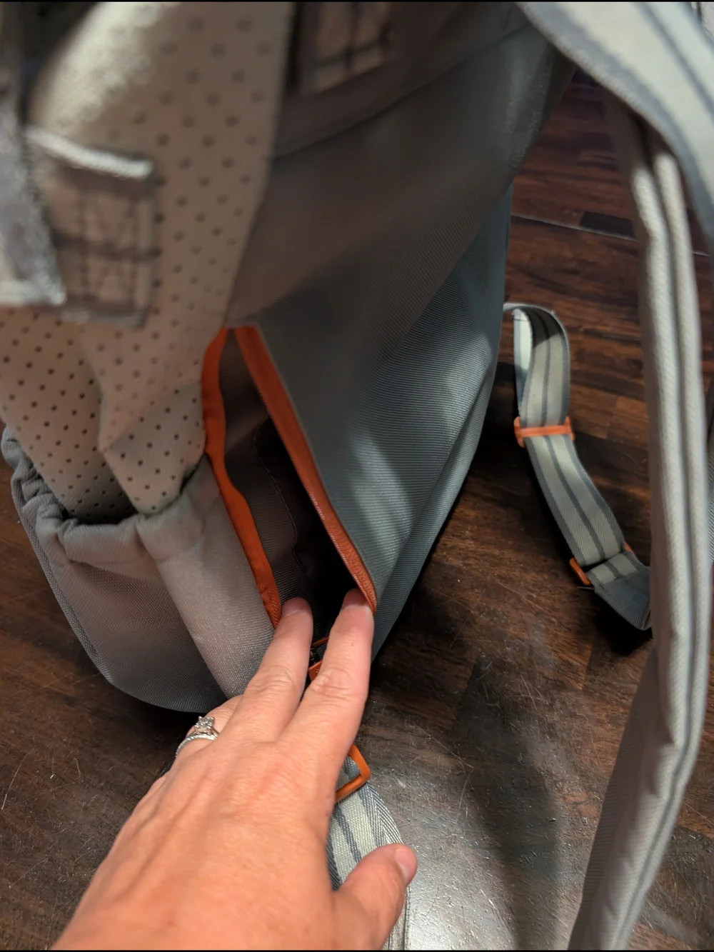 Thirty-One Gray and Orange Backpack Shoulder Bag